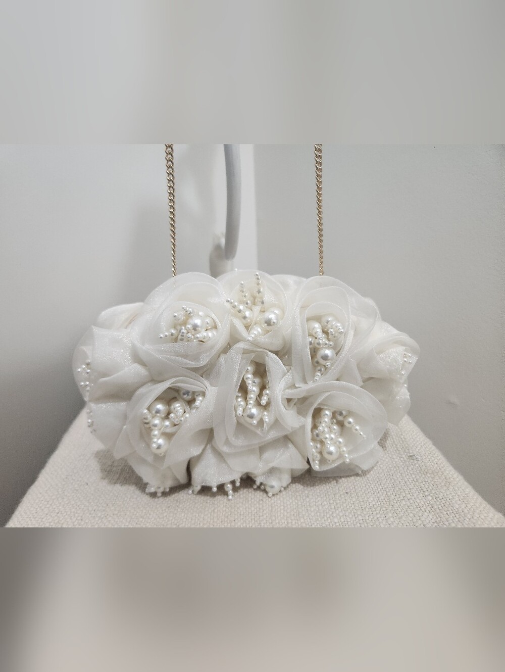 Ivory Floral Pearl Cluster Evening Bag